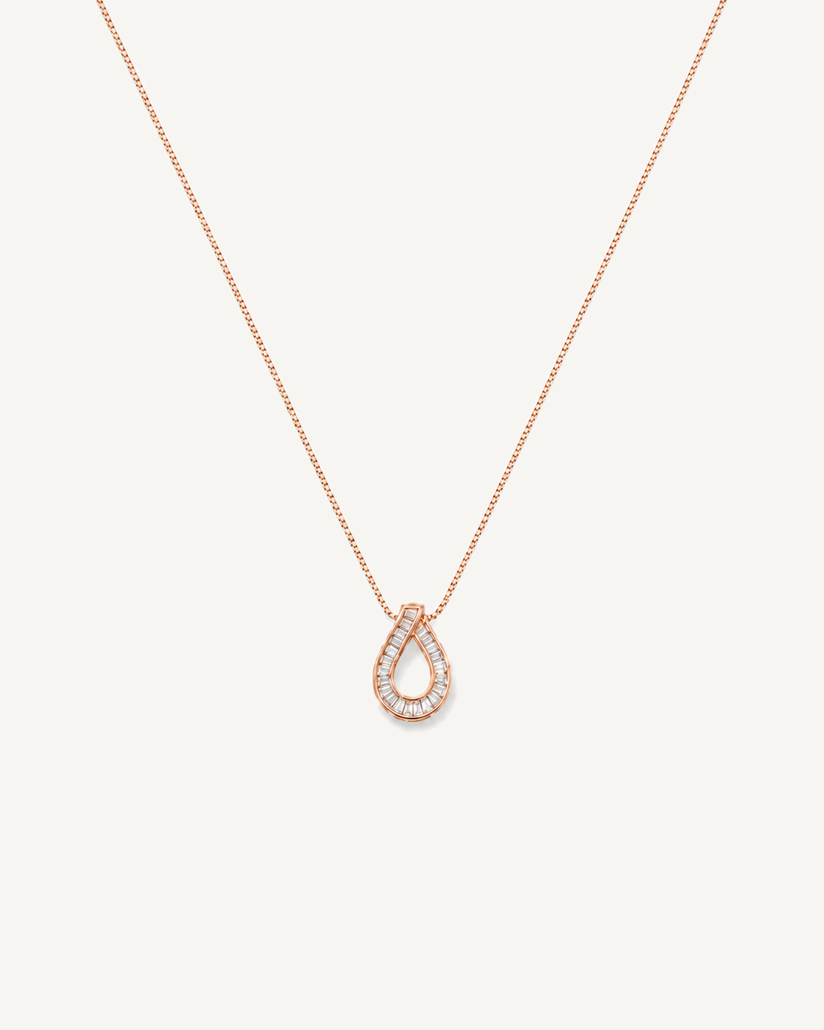 Baguette Teardrop Necklace product image on Oyster Silk background