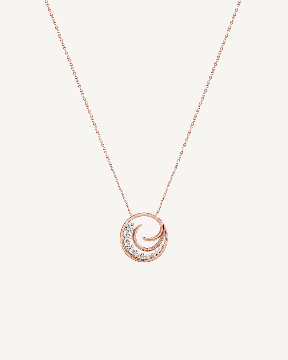 Crescent Circle Necklace product image on Oyster Silk background