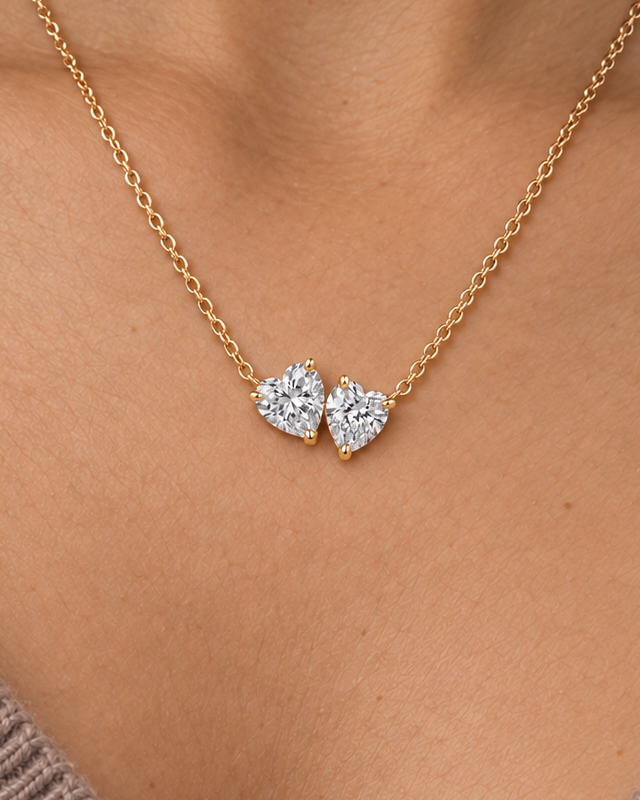 Paired Pear Necklace — close worn studio photograph