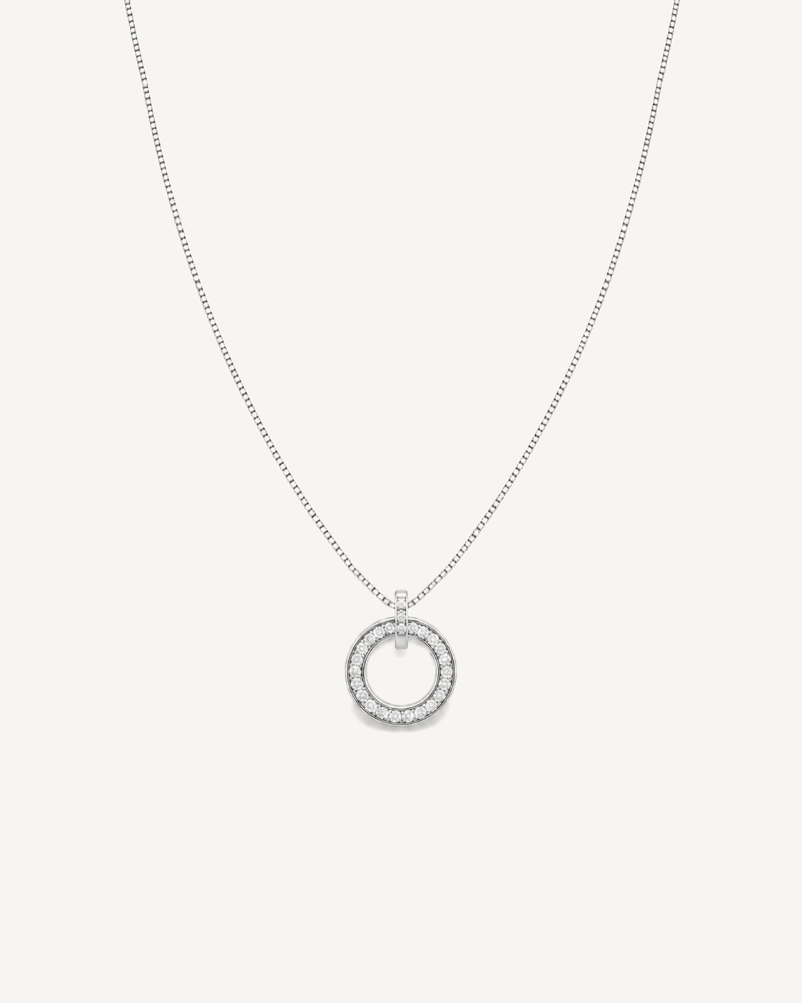 Pavé Circle Necklace product image on Oyster Silk background