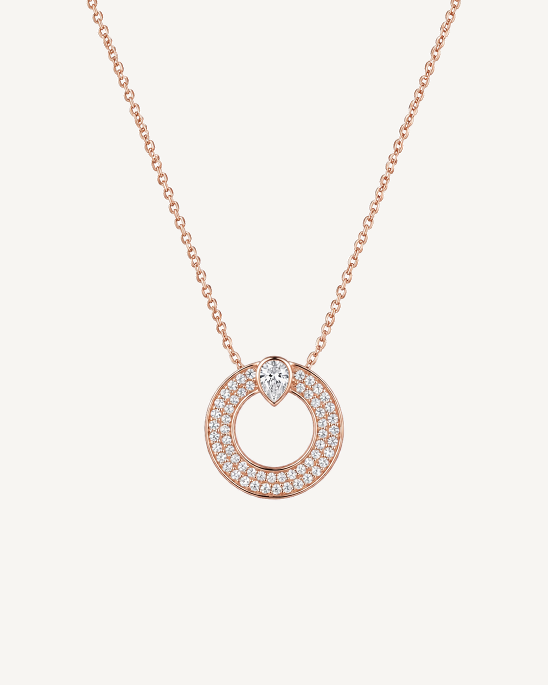 Pear-Top Circle Necklace product image on Oyster Silk background