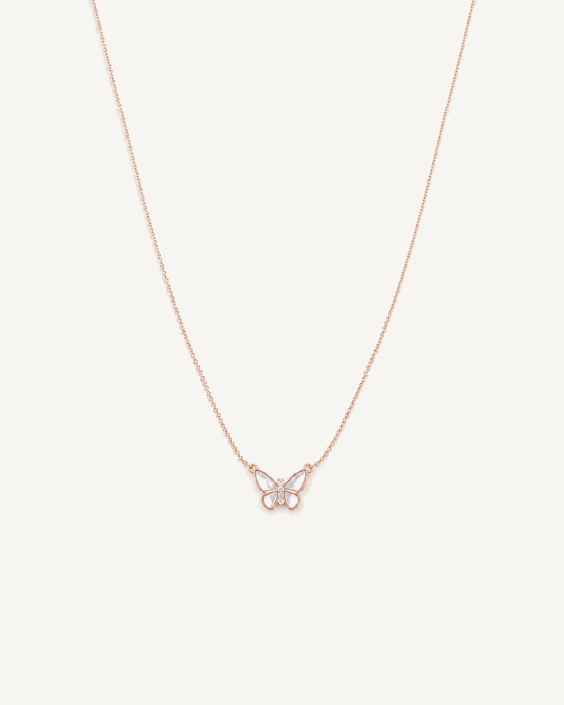 Pearl Butterfly Necklace product image on Oyster Silk background