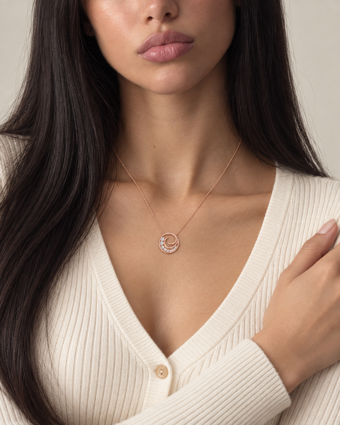 Crescent Circle Necklace — Second worn