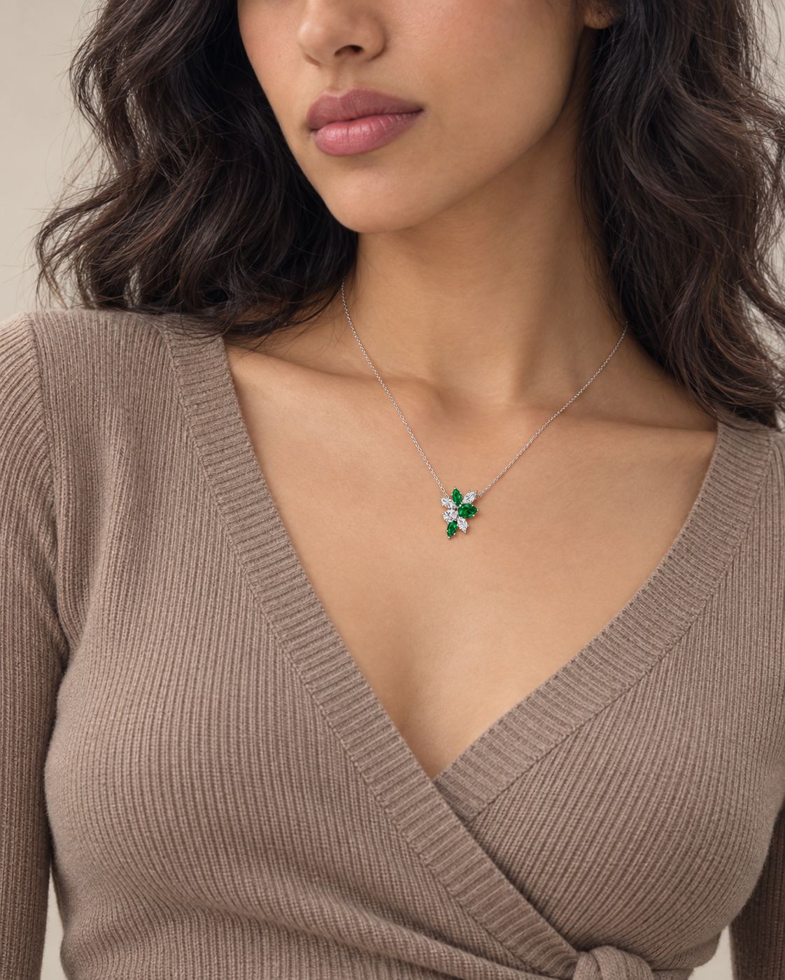 Green Floral Necklace — Second worn