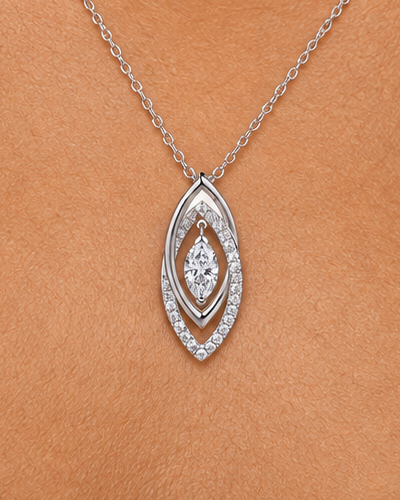 Layered Marquise Necklace — Close worn