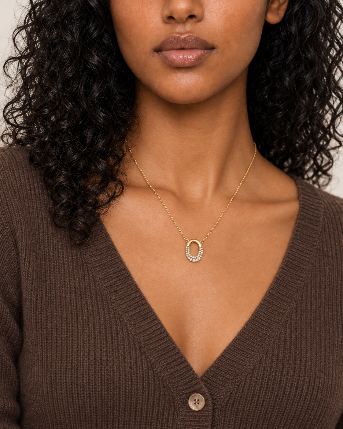 Pavé Oval Necklace — Second worn