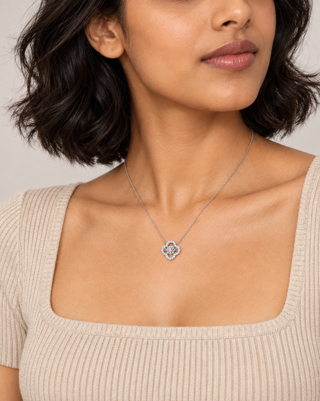 Rounded Clover Necklace — Second worn