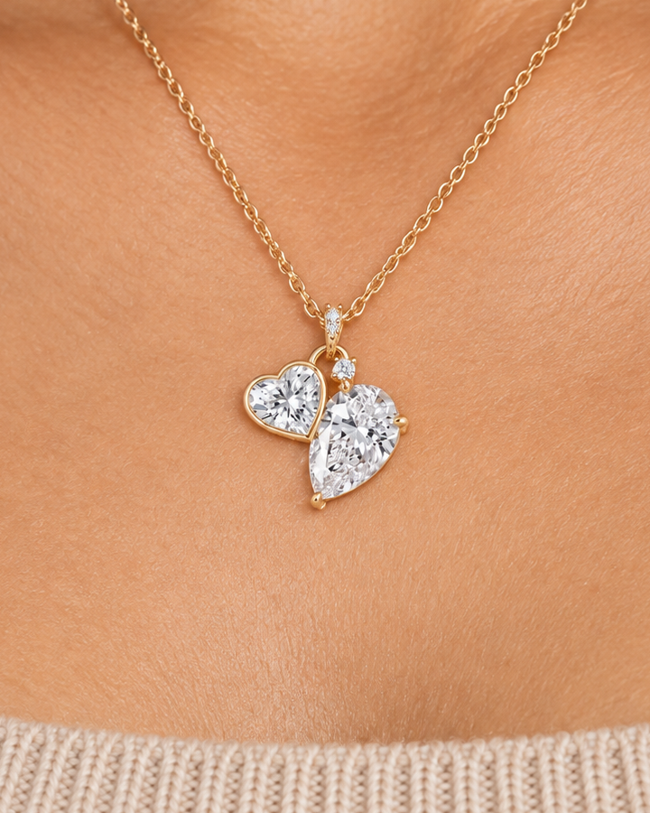 Three-Pear Necklace — Close worn