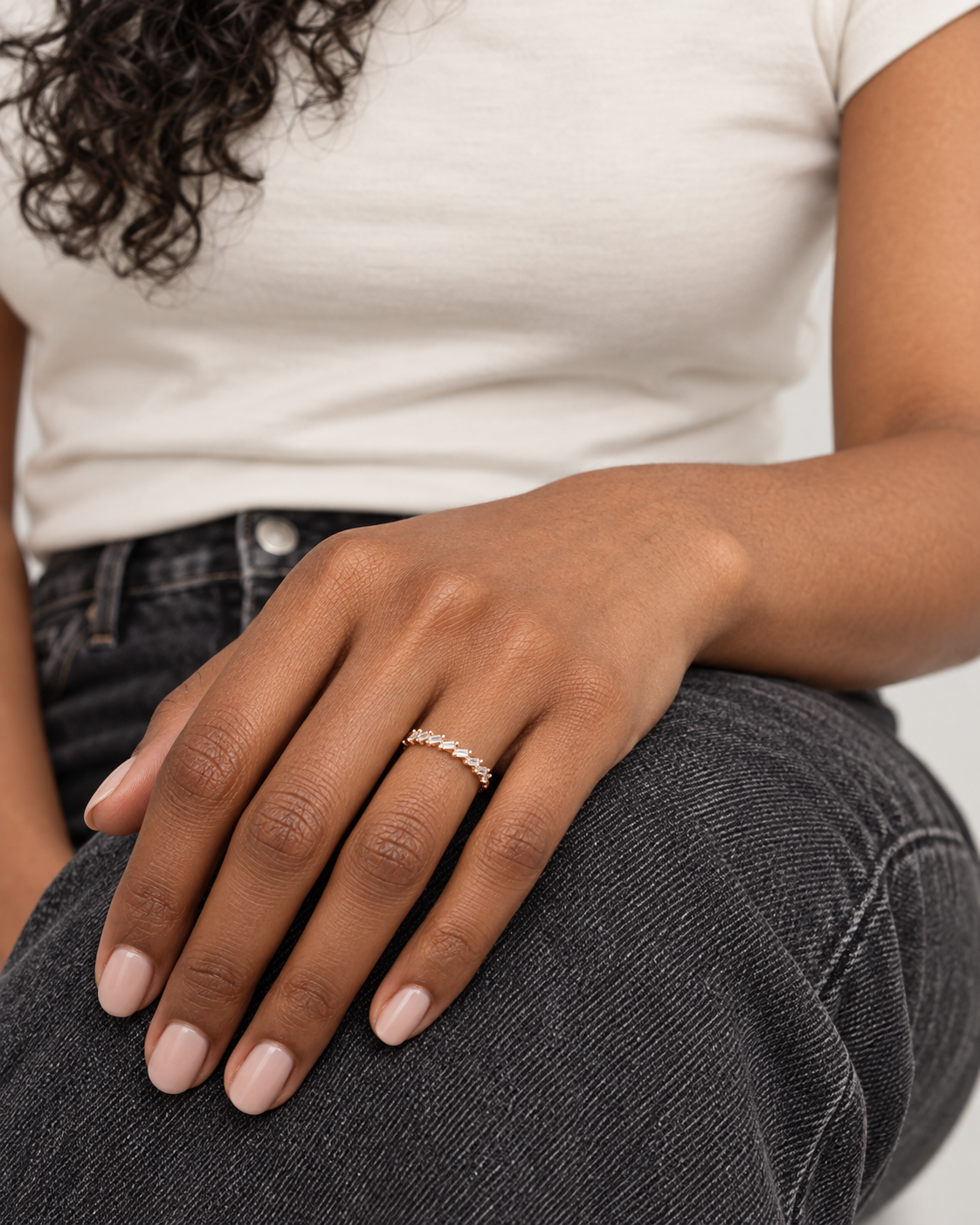 Angled Baguette Ring — Close hand