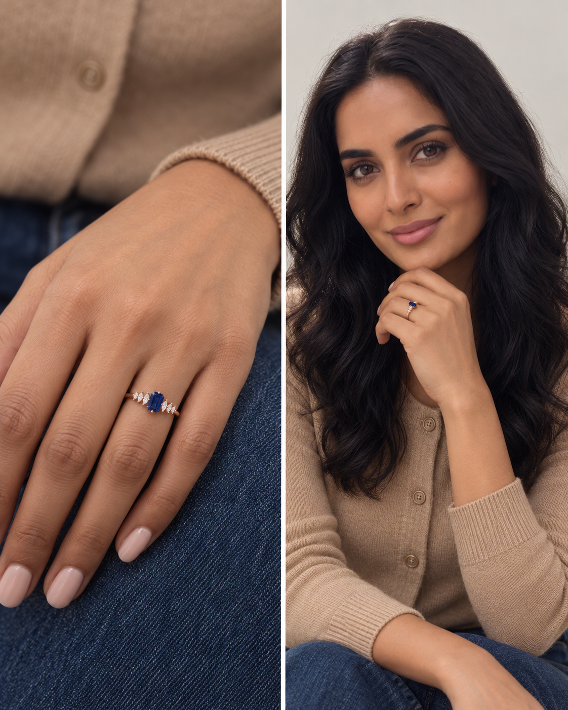 Blue Step-Cut Ring - Farther worn