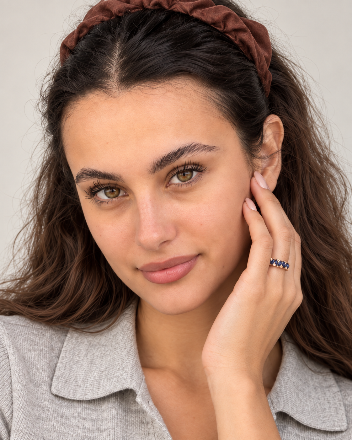 Blue Marquise Ring - Farther worn