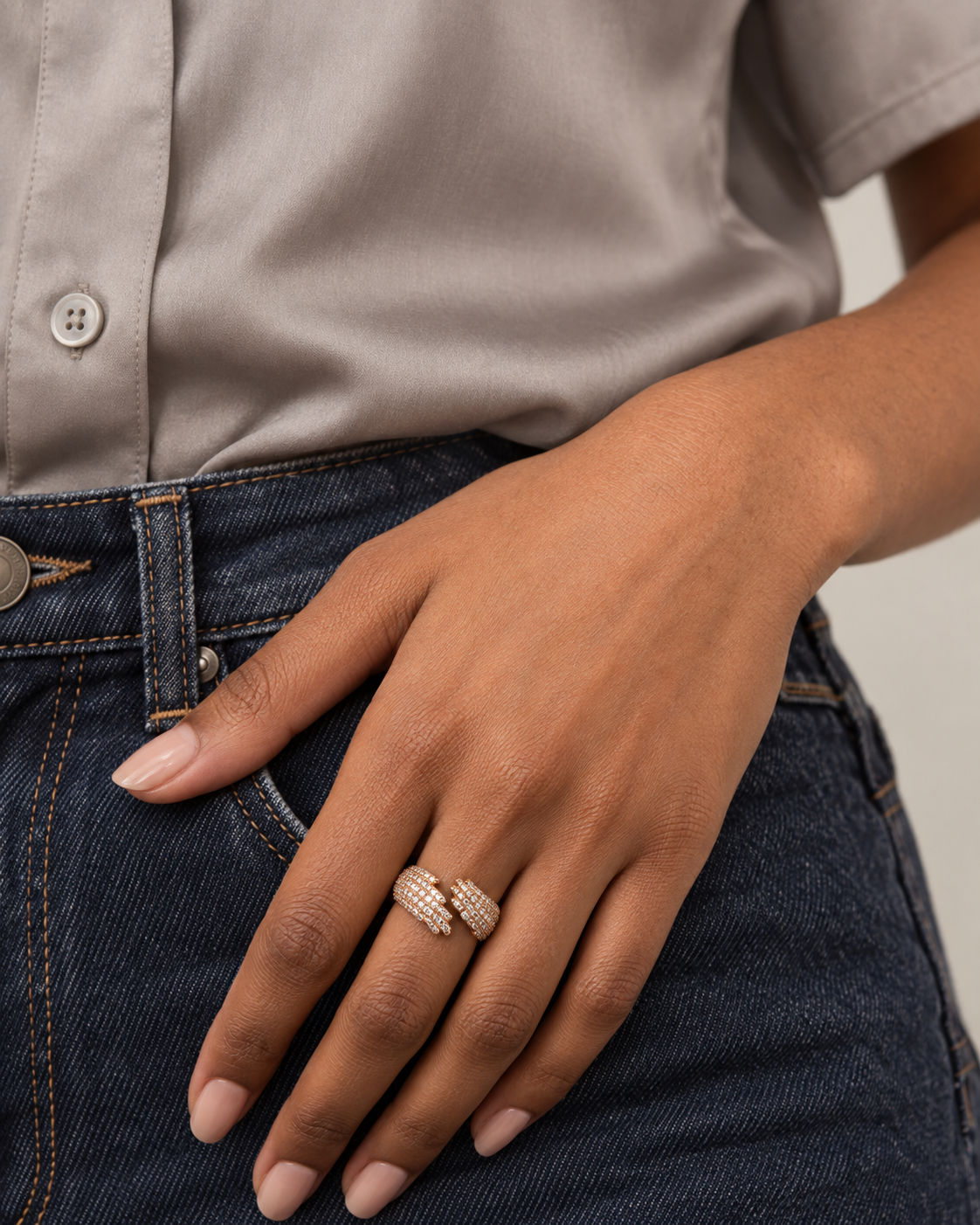 Feather Wrap Ring - Farther worn