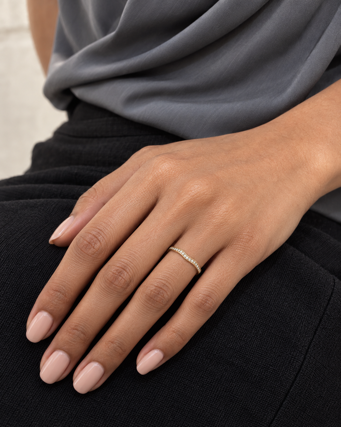 Channel Wave Ring - Close hand