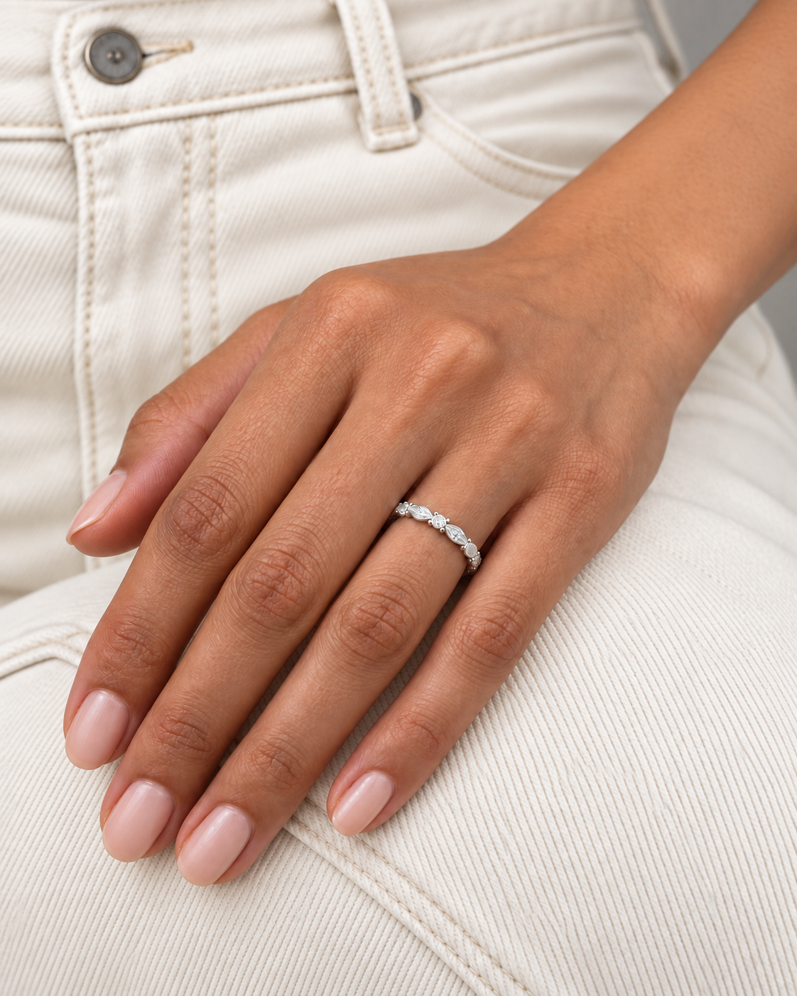 Marquise Eternity Ring - Close hand