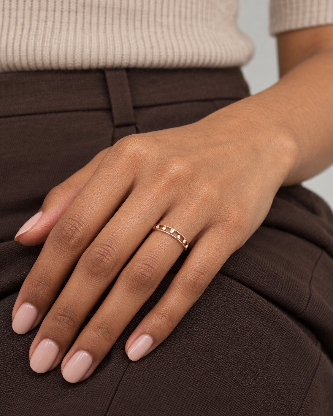 Pear Rail Ring - Close hand