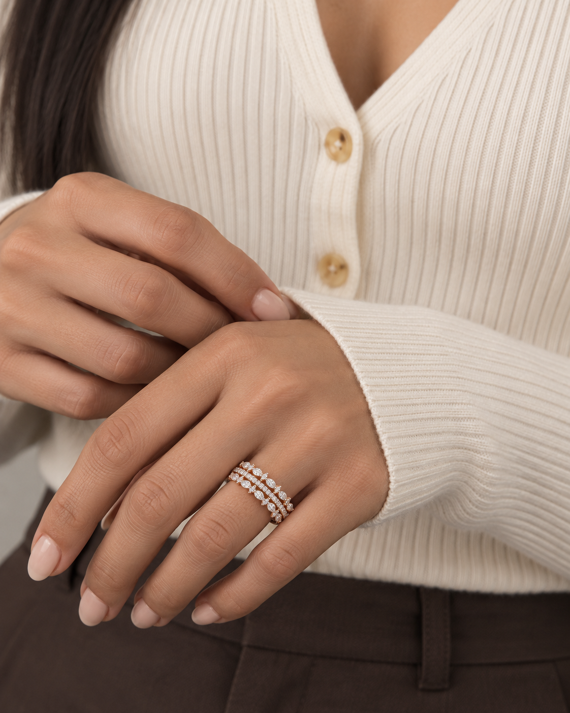 Leaf Stack Ring - Farther worn