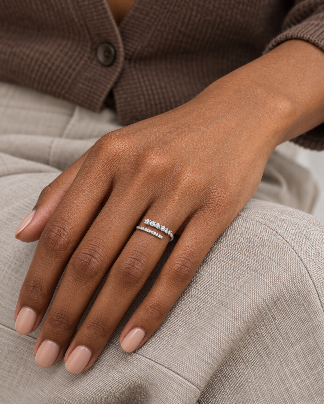 Layered Curve Ring - Close hand