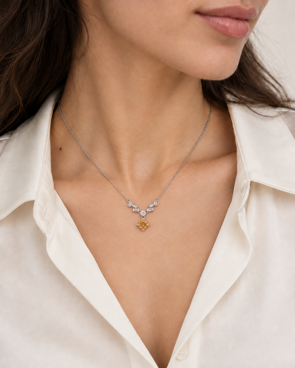 Baguette Square Necklace - Second worn