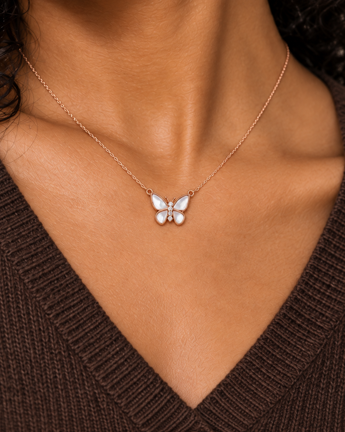 Pearl Butterfly Necklace - Second worn