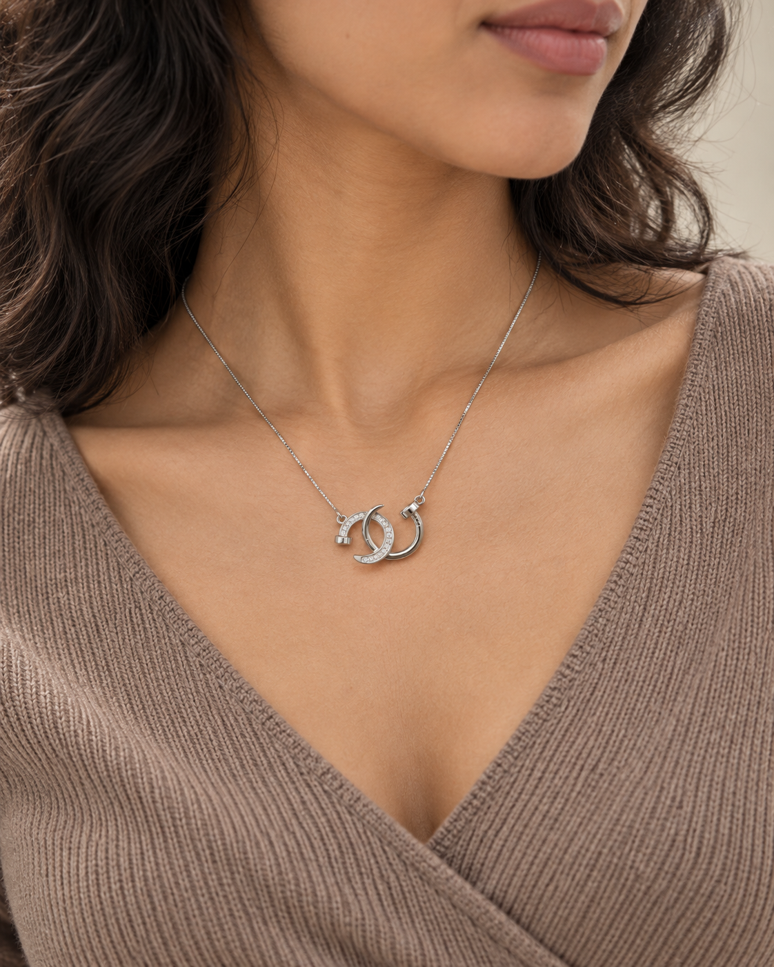 Crescent Interlock Necklace - Second worn