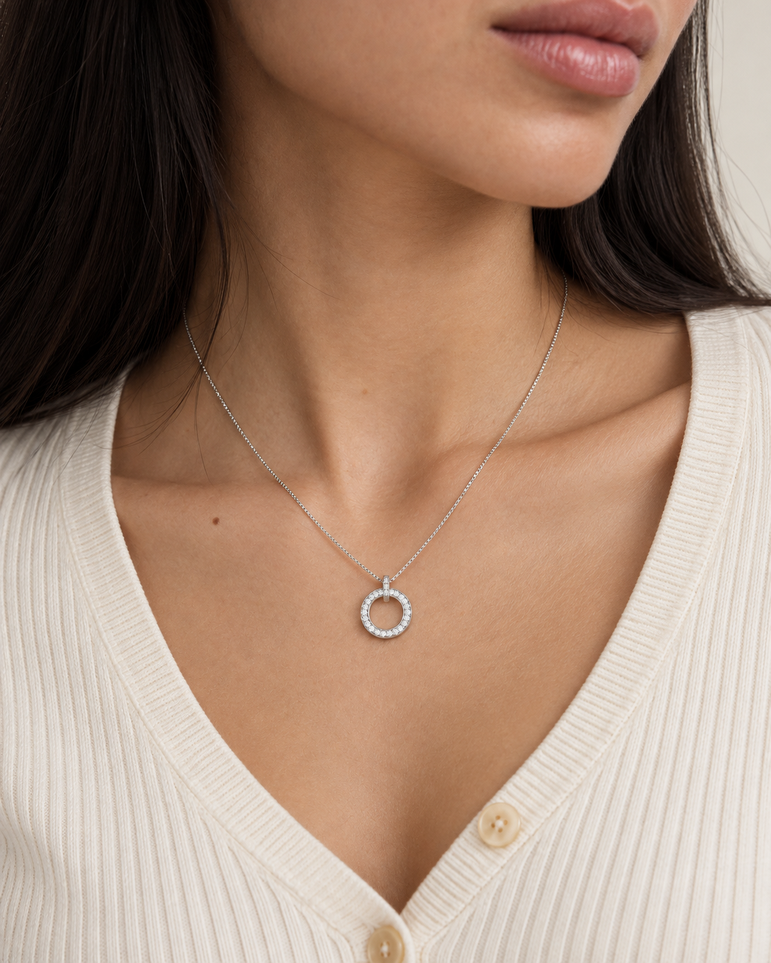 Pavé Circle Necklace - Second worn
