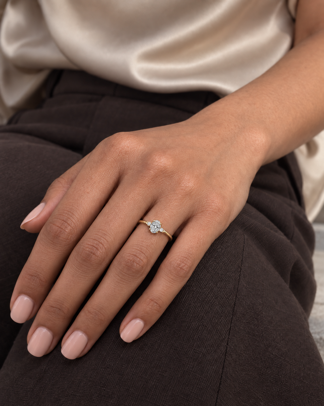 Blue Oval Ring - Close hand