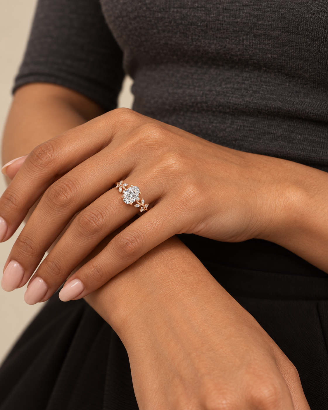 Leaf Oval Ring - Farther worn