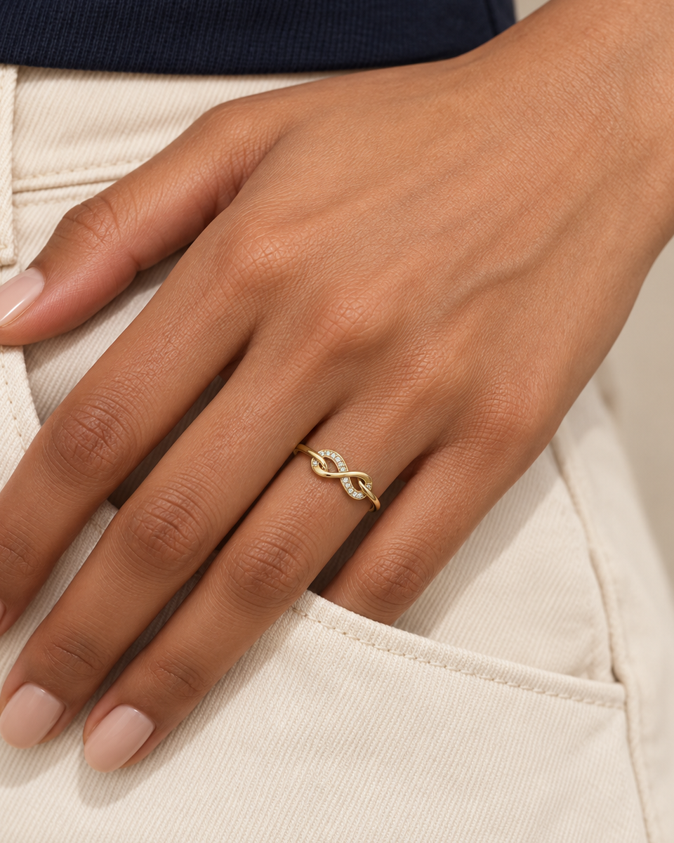 Fine Infinity Ring - Farther worn
