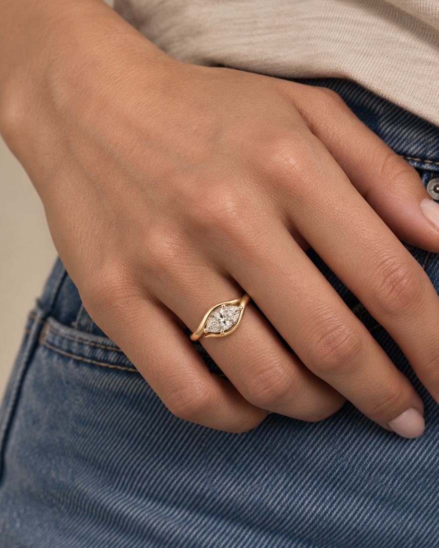 Framed Oval Ring - Farther worn