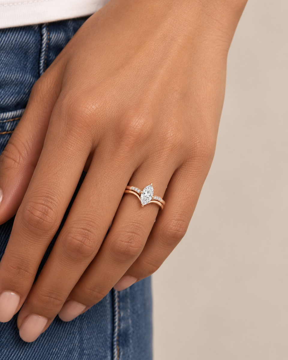 Split Marquise Ring - Farther worn