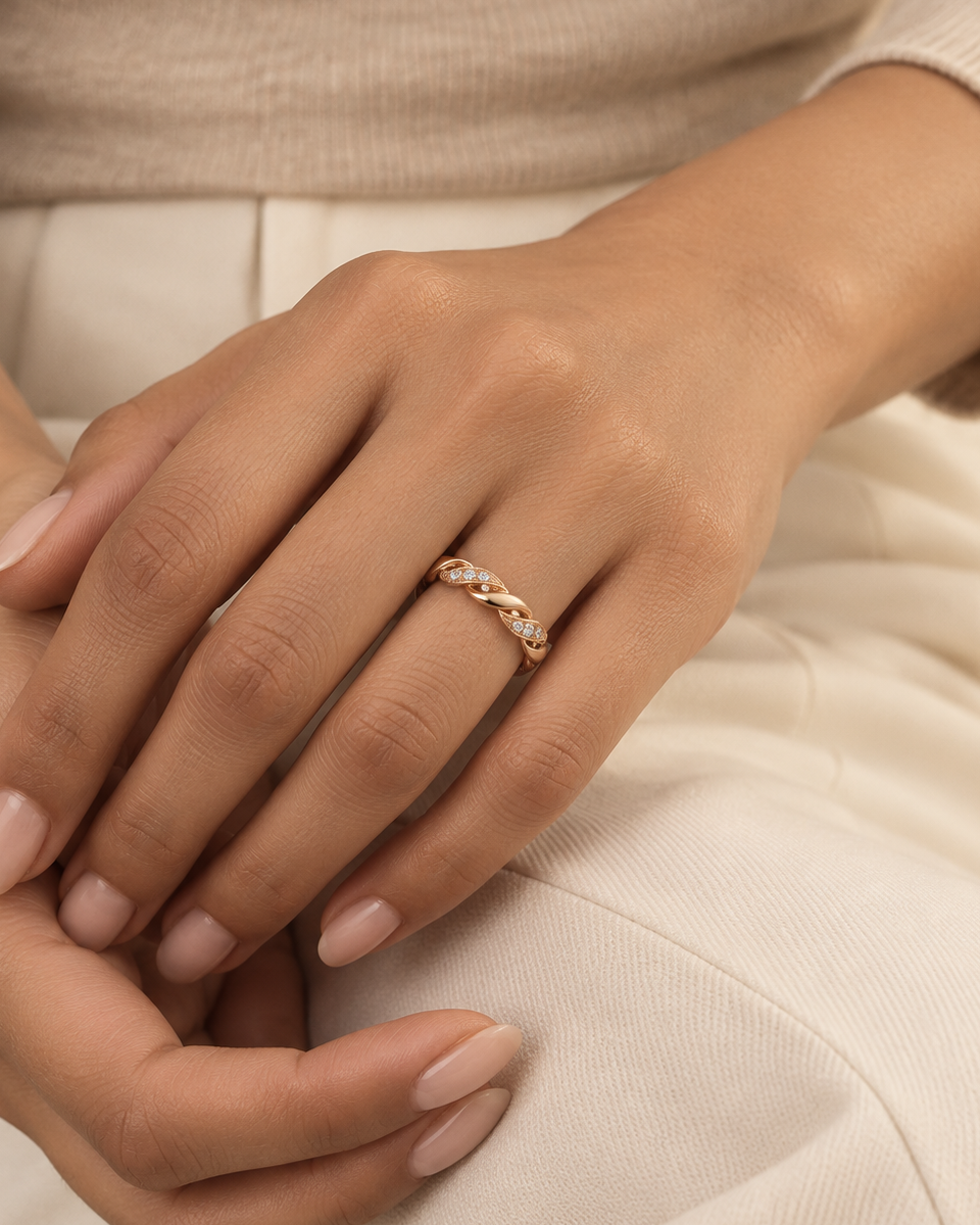 Twisted Link Ring - Farther worn