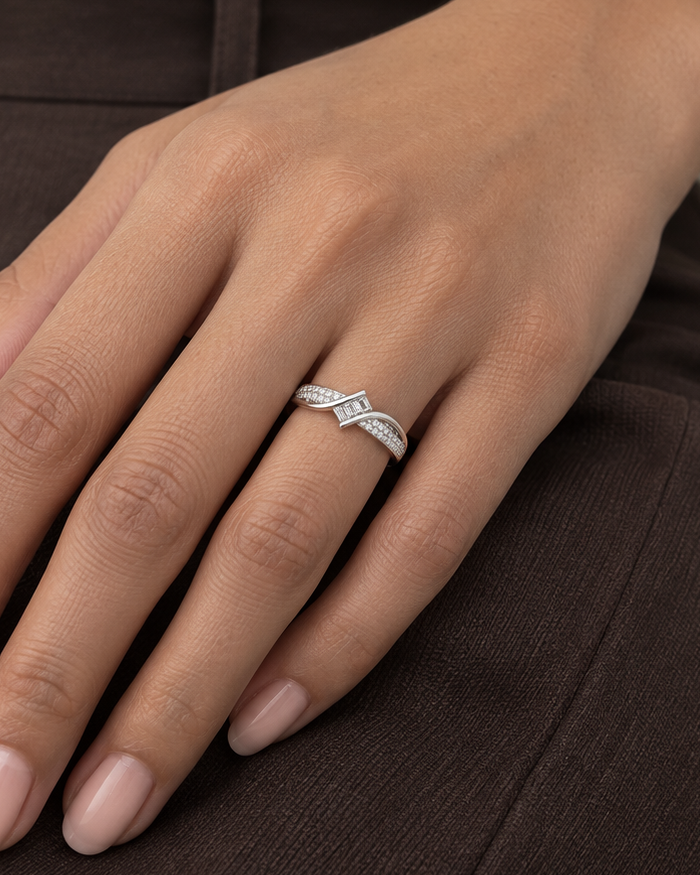 Angular Bypass Ring — Farther worn