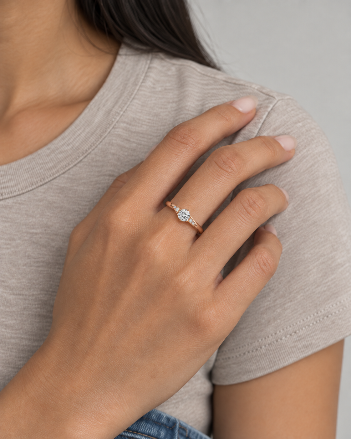 Blue Sweep Ring - Close hand