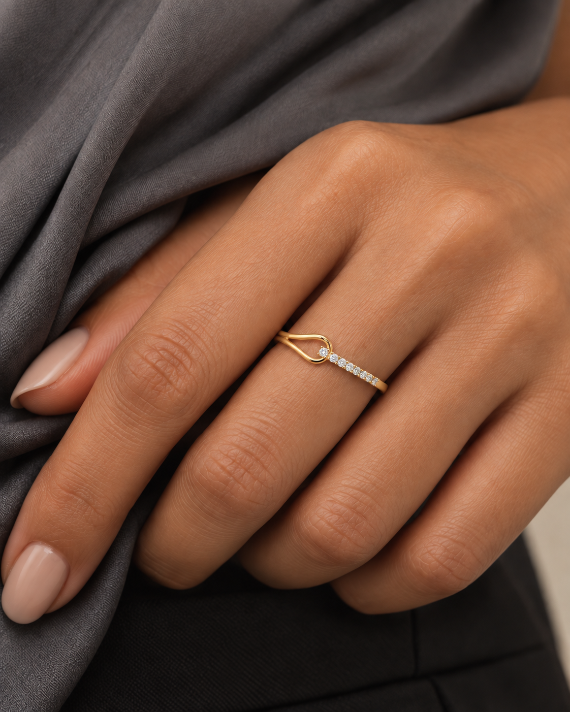 Open Pear Ring - Farther worn