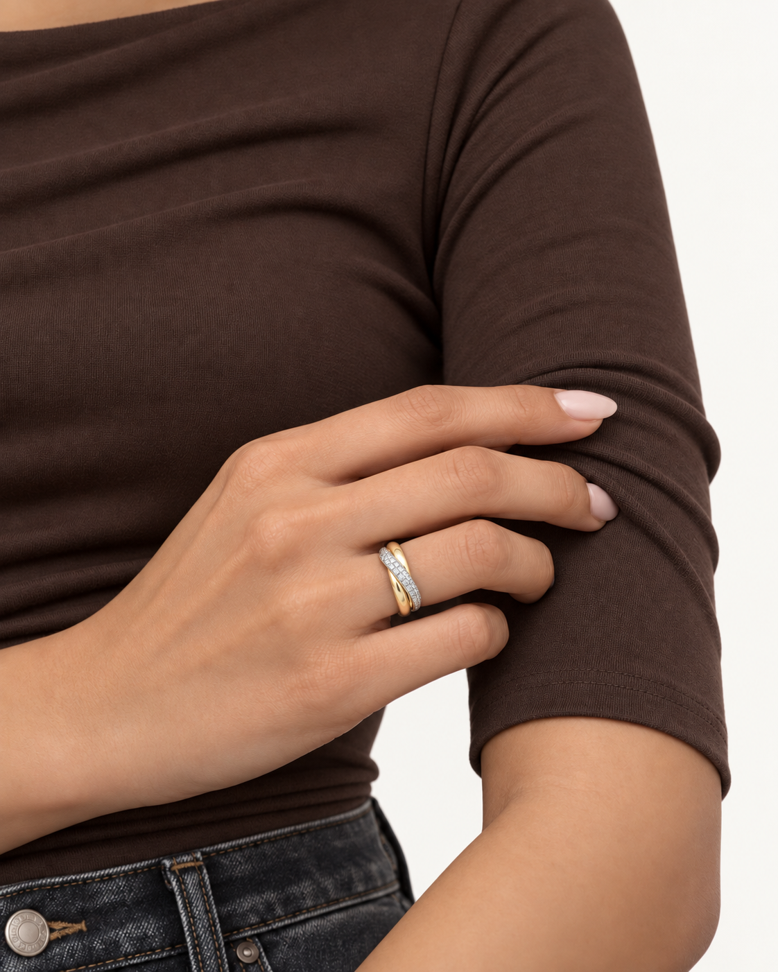 Open Twist Ring — Farther worn
