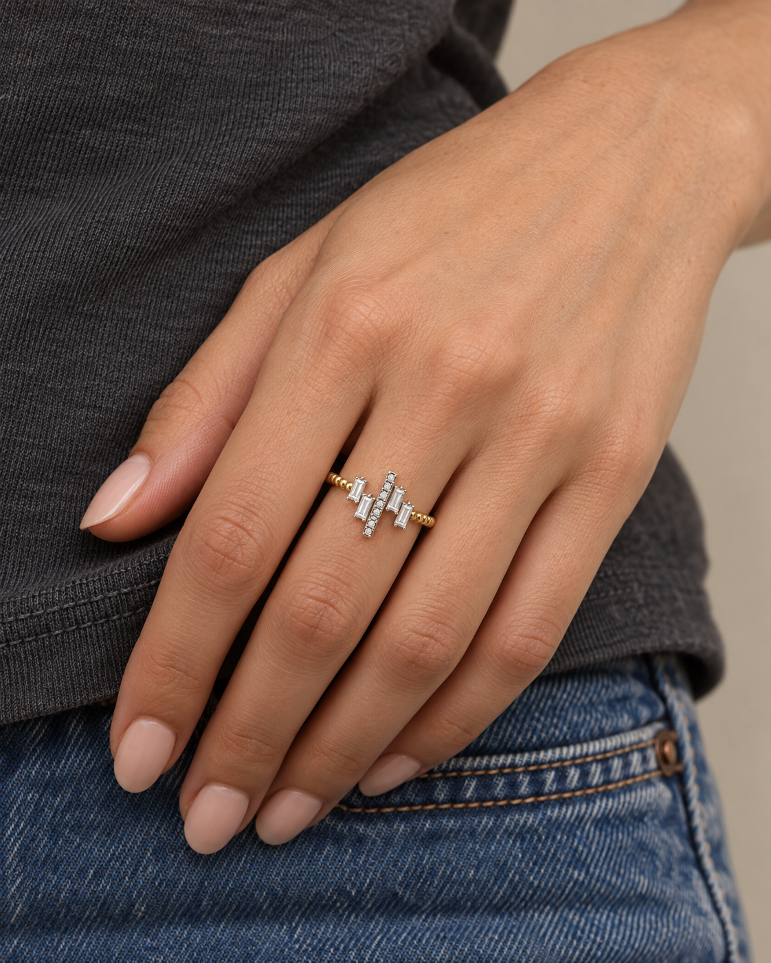 Baguette Cluster Ring — Farther worn