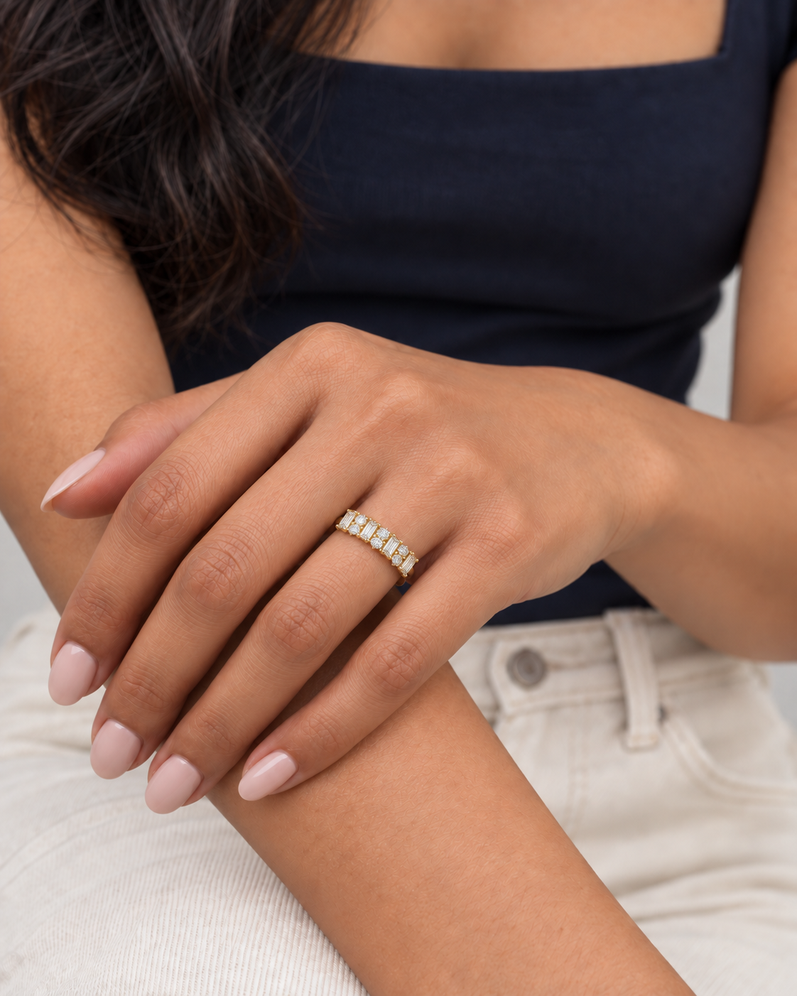 Baguette Row Ring — Farther worn