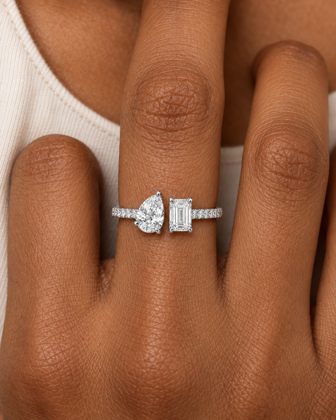 Marquise Emerald-Cut Ring — Close hand