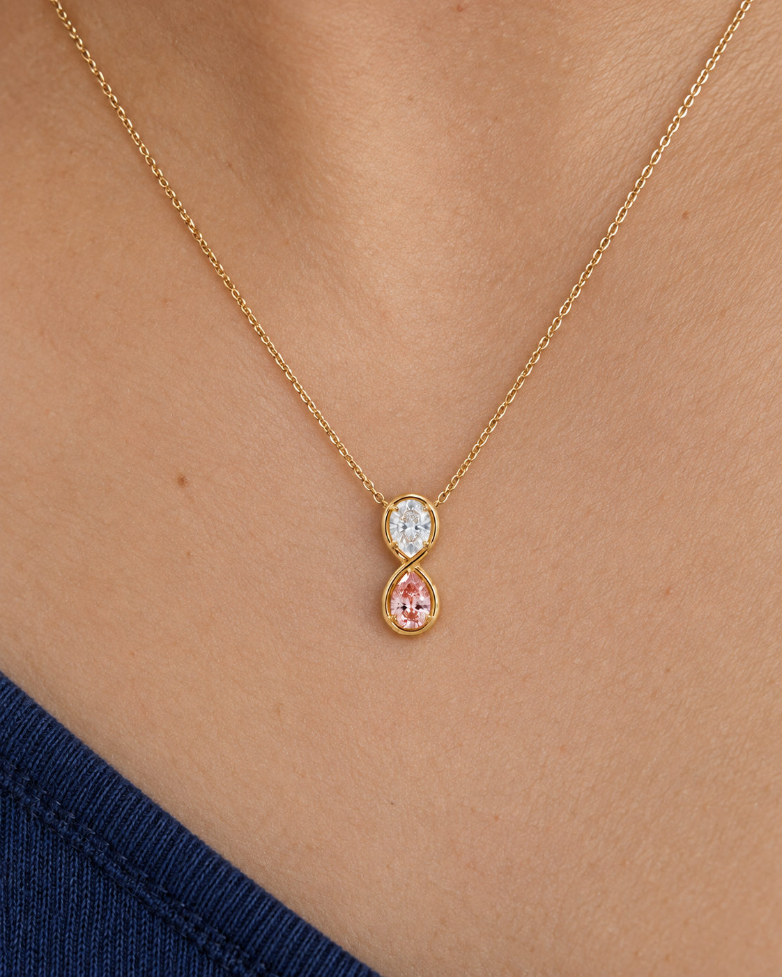 Double Oval Necklace — Close worn