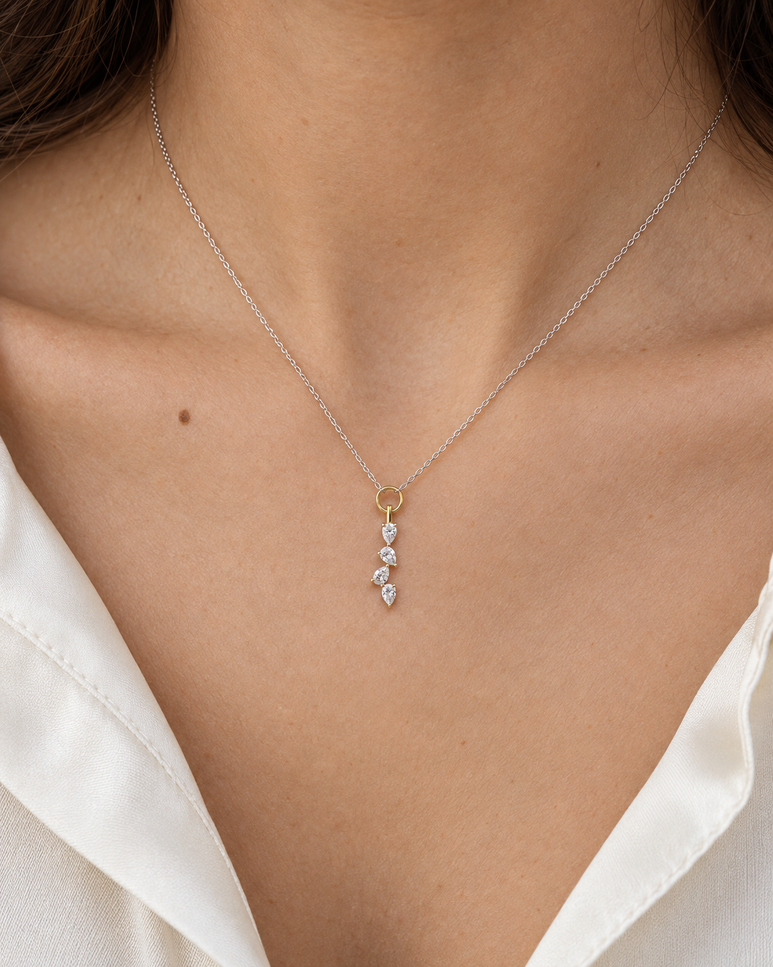 Pear Cascade Necklace — Second worn