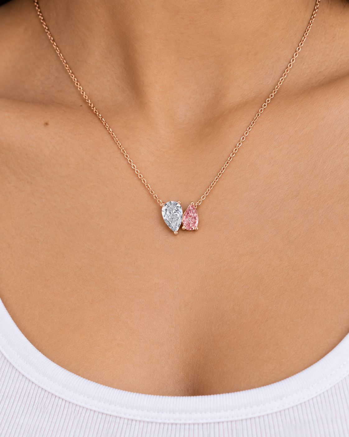 Pink Pear Necklace — Second worn
