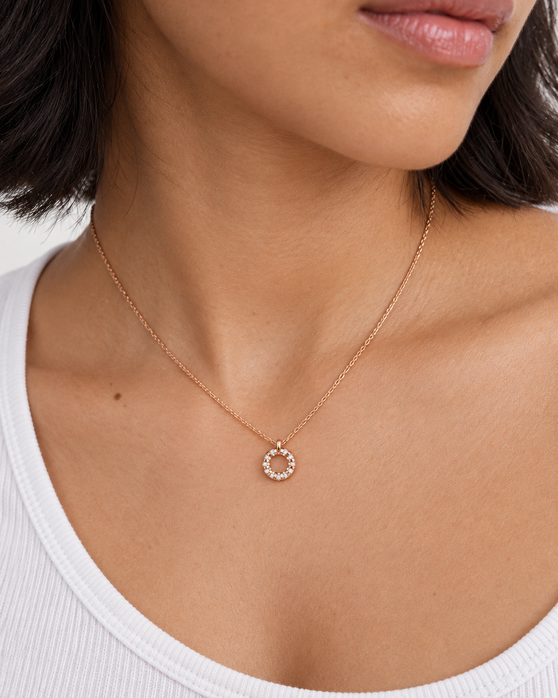 Ribbed Circle Necklace — Second worn