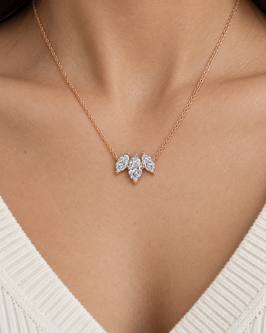 Three-Petal Necklace — Close worn