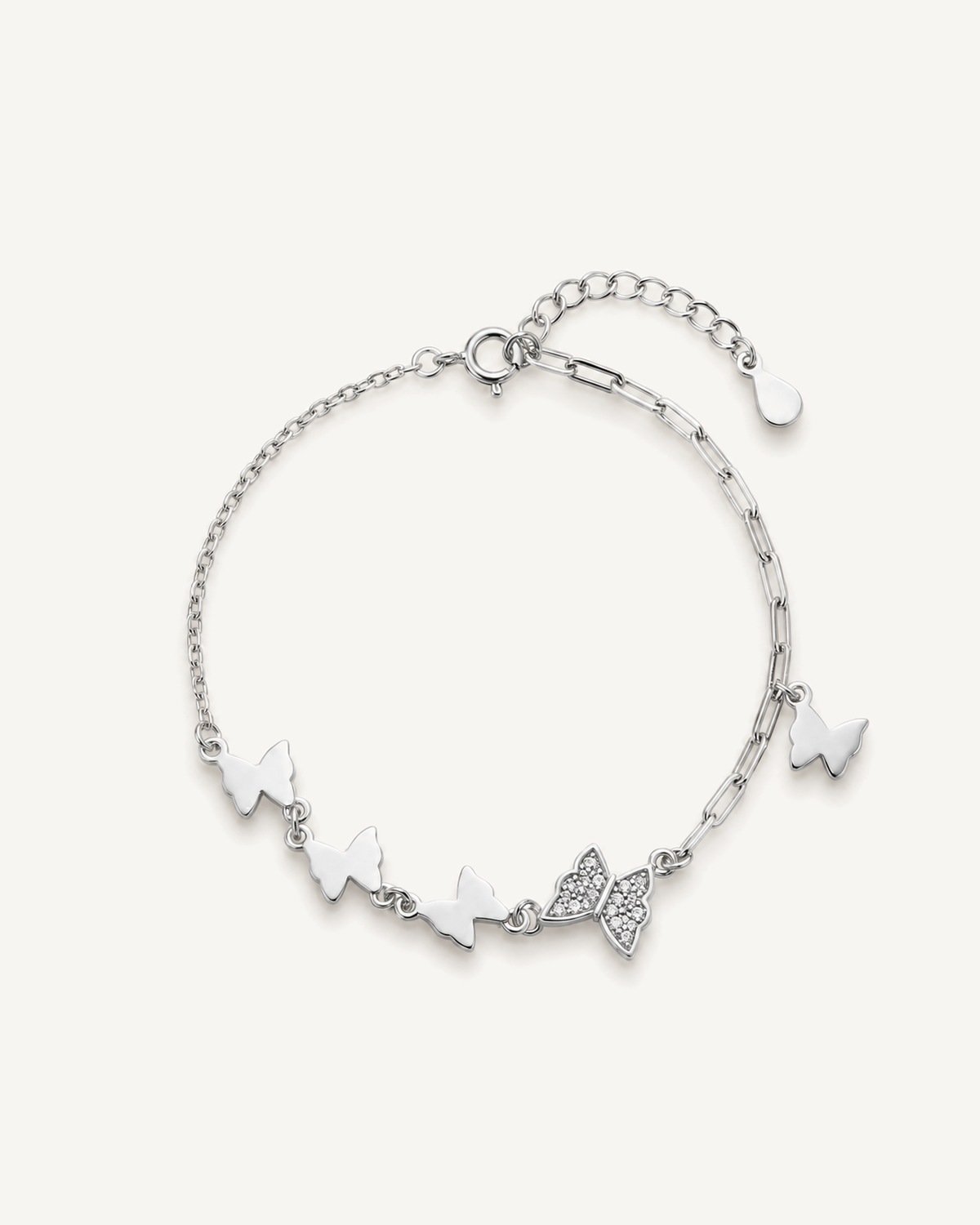 Butterfly Link Bracelet product image on Oyster Silk background