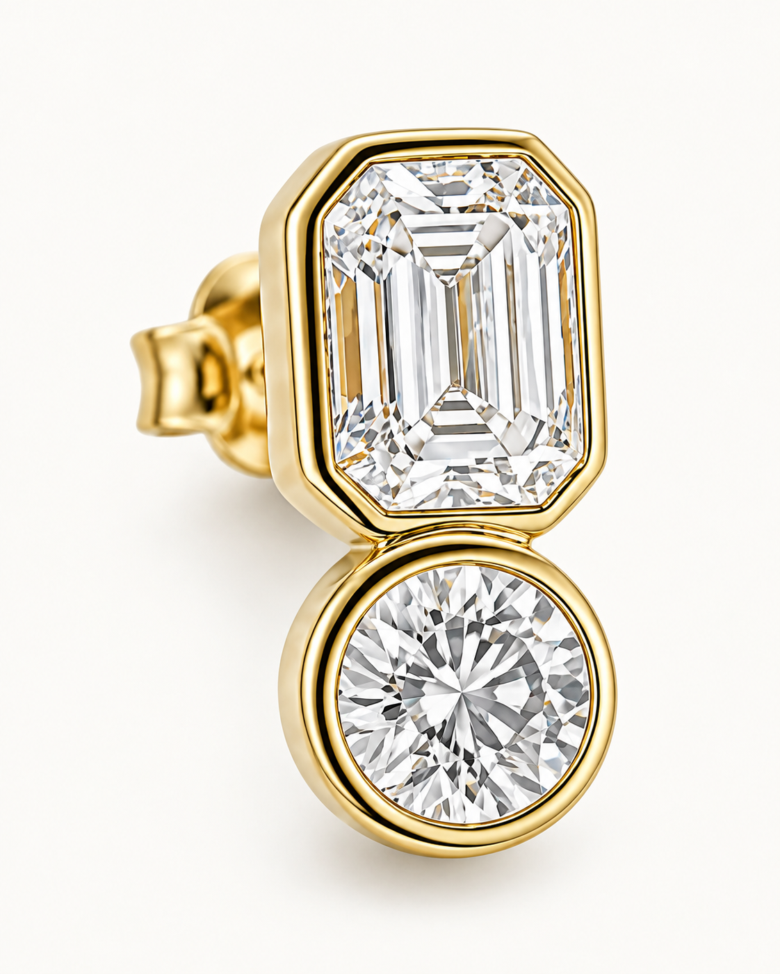 Baguette Round Drop Earrings — construction detail