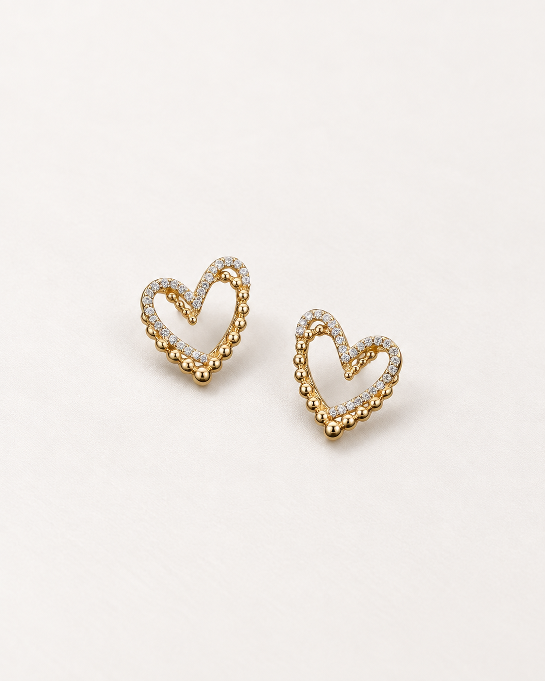 Beaded Heart Studs — complete product view