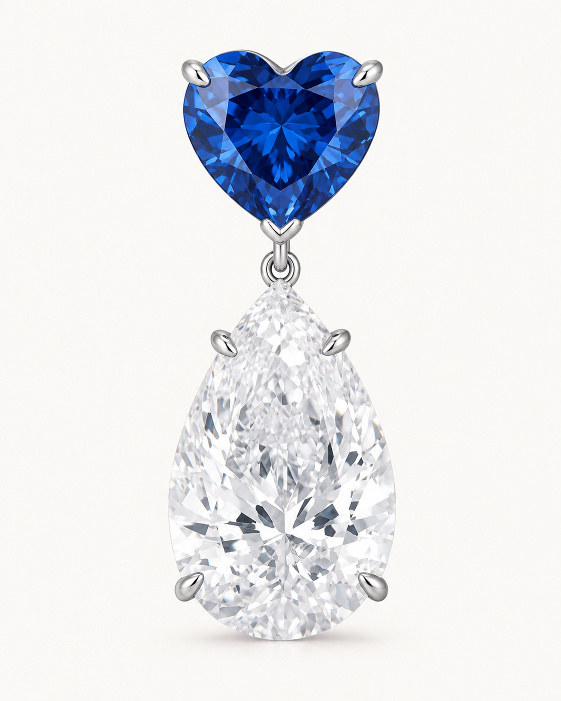 Blue Heart Drop Earrings — construction detail
