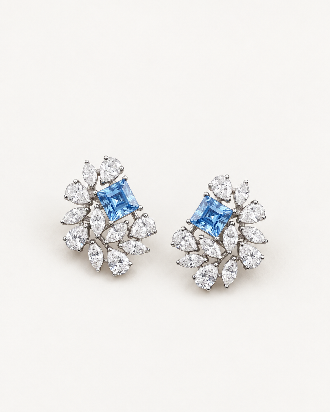 Blue Square Cluster Studs — complete product view