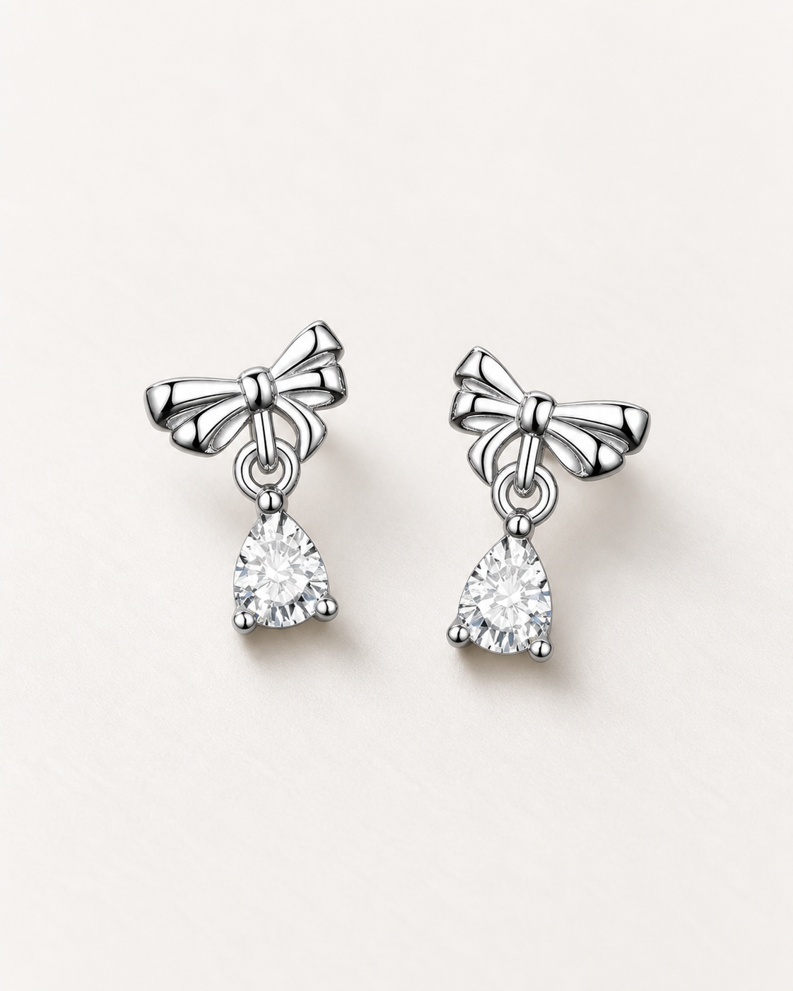Bow Pear Drop Earrings — complete product view