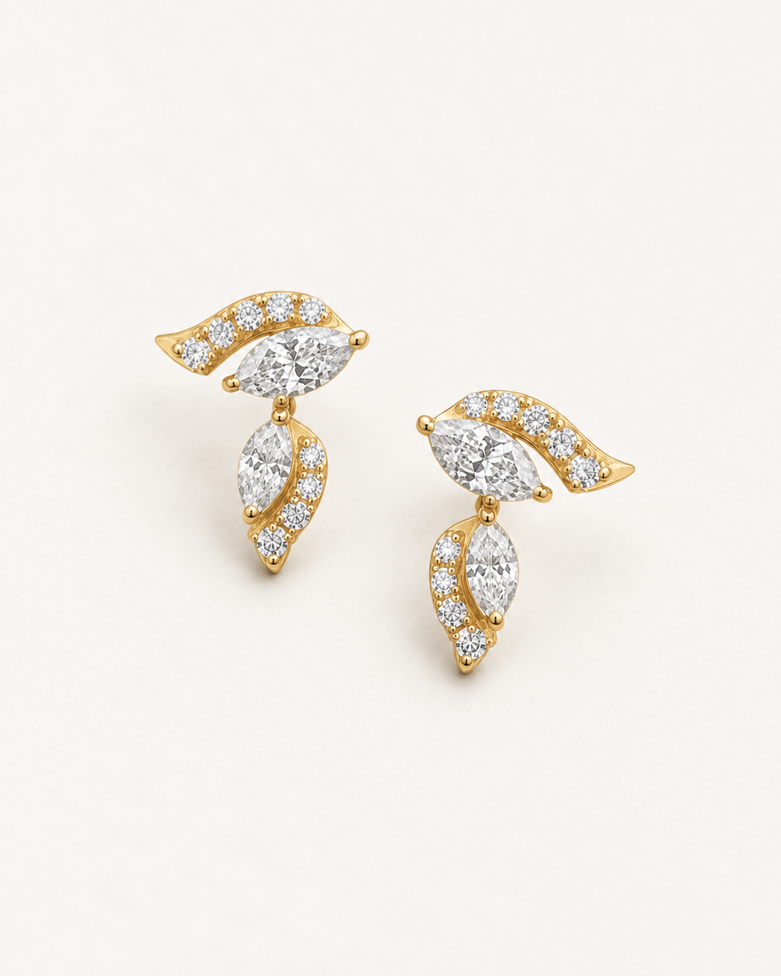 Curved Leaf Drop Earrings — complete product view
